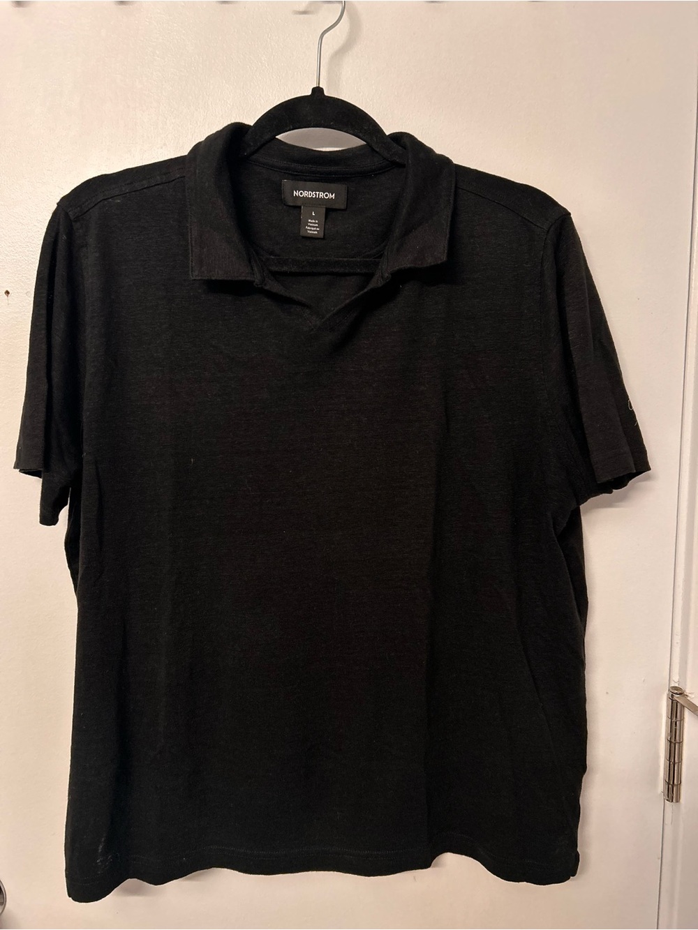 Nordstrom Men’s Black 100% linen Polo Tee